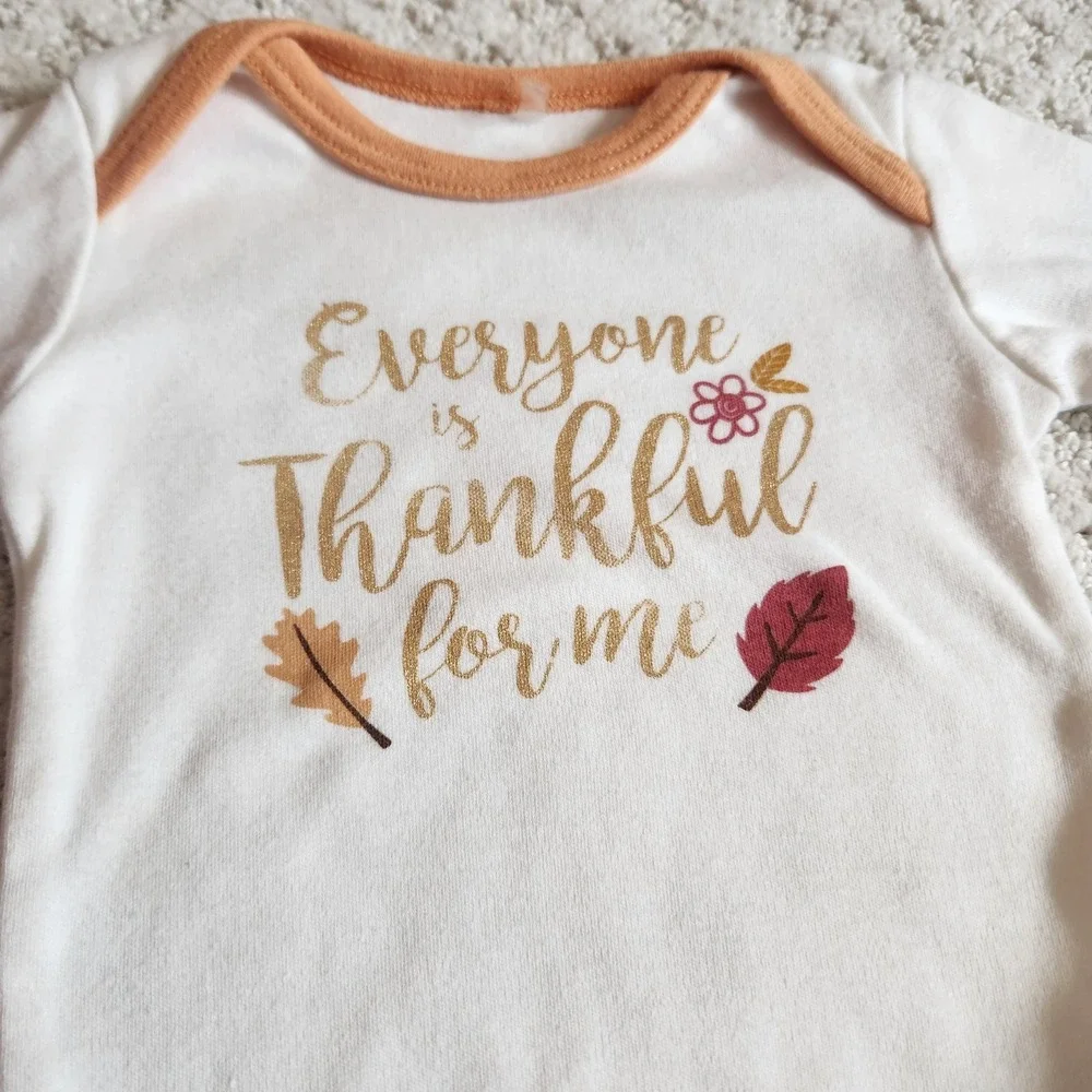 Chickpea 6-9M Thanksgiving Bodysuit Footed Pants Set Everyone is Thankful for Me